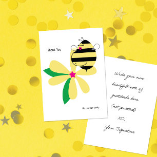 Cartão De Agradecimento Flor Amarelo Abelha Mamãe Barriga de Bebê