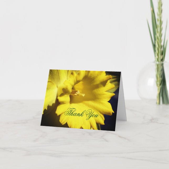Cartão De Agradecimento Flor Amarelo Daffodil Personalizável Obrigado (Frente)