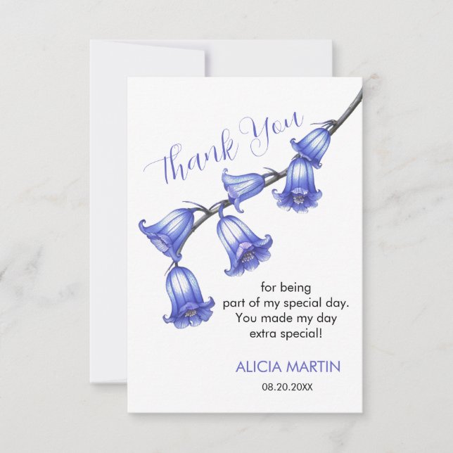 Cartão De Agradecimento Flor Bluebell Chic - Muito Obrigado (Frente)