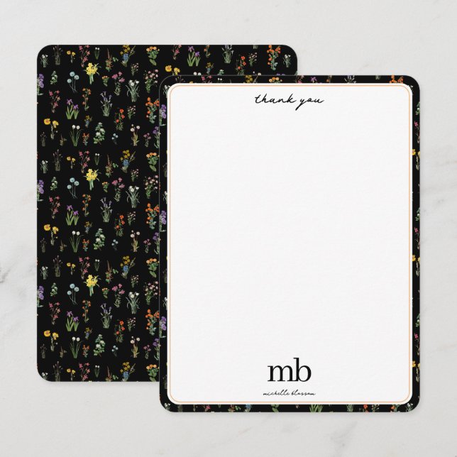 Cartão De Agradecimento Flor de Água Preta Floral Botânico (Frente/Verso)