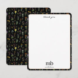 Cartão De Agradecimento Flor de Água Preta Floral Botânico