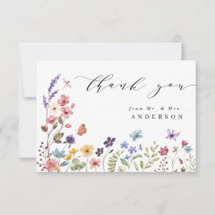 Cartão De Agradecimento Flor de Campo Primavera Verão Floral Senhor e Senh