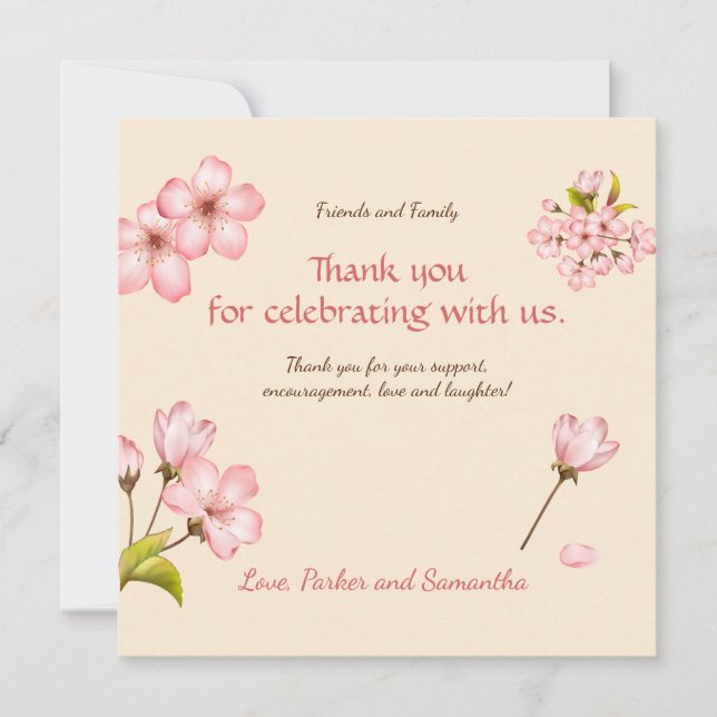 Cartão De Agradecimento Flor de Cerejeira  (Frente)