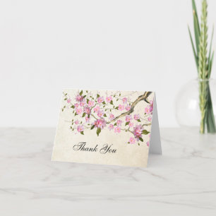 Cartão De Agradecimento Flor de Cerejeira Japonesa Rosa Obrigado