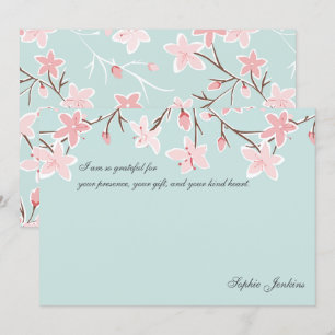 Cartão De Agradecimento Flor de Cerejeira Moderna Floral Bridal 