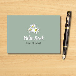 Cartão De Agradecimento Flor de Edelweiss Desenho Floral à Mão para Chá de