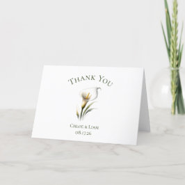 Cartão De Agradecimento Flor de Lírio de Casamento Elegante e Personalizad