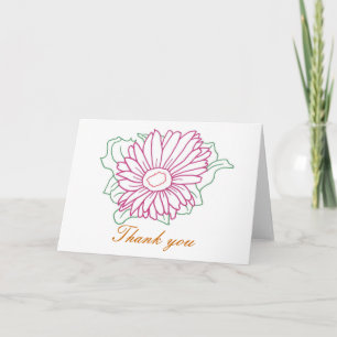 Cartão De Agradecimento Flor de margarida Fuchsia, obrigado, cartas.