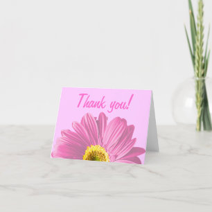 Cartão De Agradecimento Flor De Margarida Rosa, Obrigado Ou Personalizado