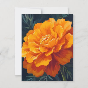 Cartão De Agradecimento Flor de Marigold Pintura Floral em Aquarela