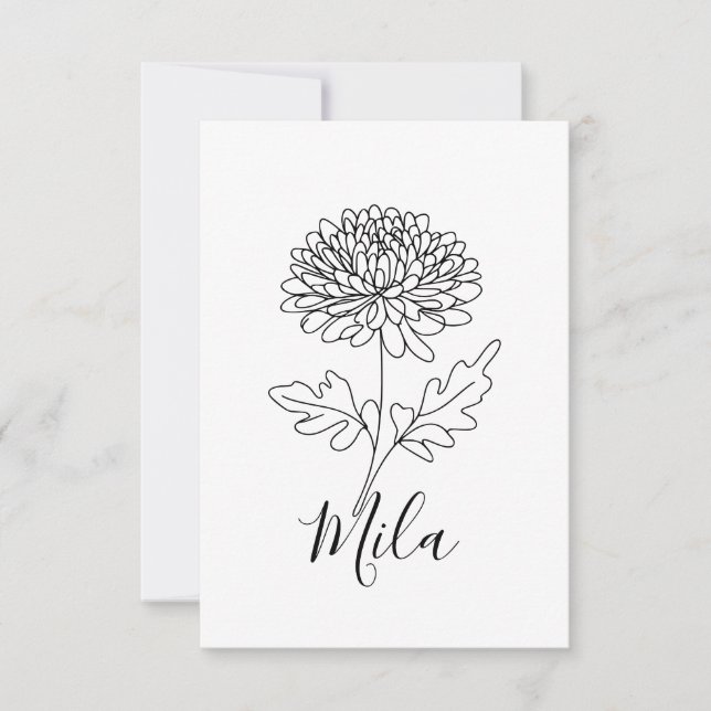 Cartão De Agradecimento Flor de Nascimento do Chrysanthemum Personalizado  (Frente)