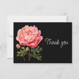 Cartão De Agradecimento Flor de Peônia Rosa Linda Floral Obrigada