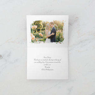 Cartão De Agradecimento Flor de Pêssego e Grade Dourada Foto Personalizada