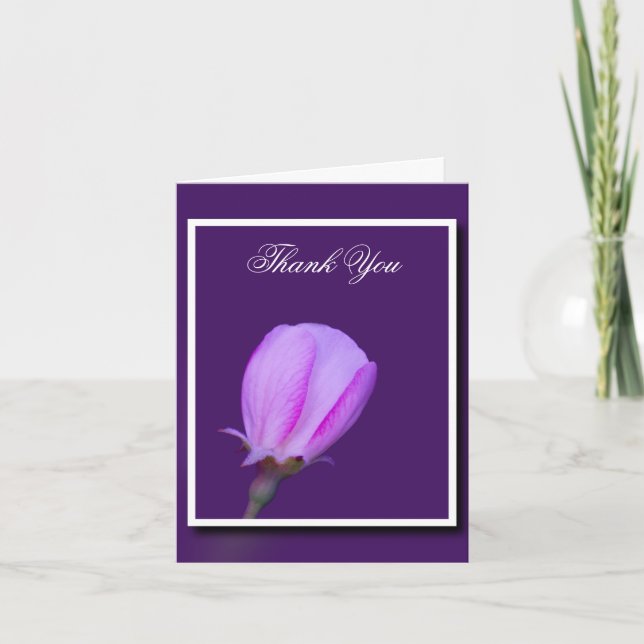 Cartão De Agradecimento Flor de Primavera rosa e púrpura (Frente)