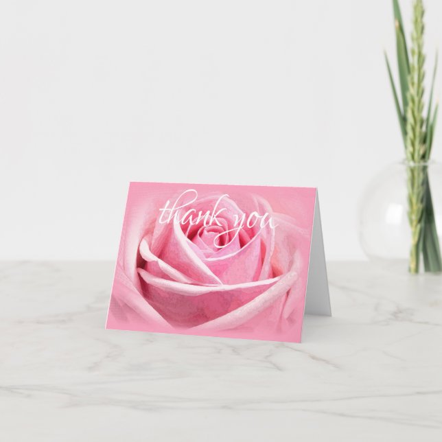 Cartão De Agradecimento Flor de Rosa em Aquarela Obrigado Texto de Mão em  (Frente)