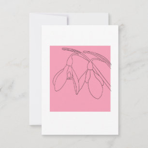Cartão De Agradecimento Flor de snowdrop rosa e preto 