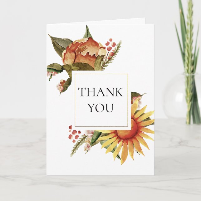 Cartão De Agradecimento Flor Festiva, Obrigado (Frente)