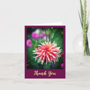 Cartão De Agradecimento Flor Laranja e Rosa Dahlia