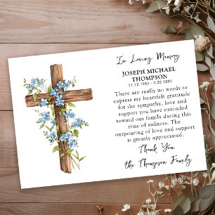 Cartão De Agradecimento Flor Nó Forget Me Knot Floral Cruz de Madeira Fune