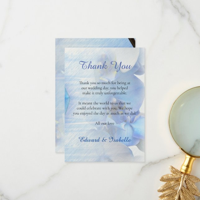 Cartão De Agradecimento Flor Orquídea Tropical Azul Moderna (Frente/Verso In Situ)