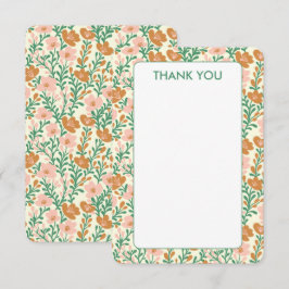 Cartão De Agradecimento Flor Personalizada Elegante Floral Rosa Verde Bloo