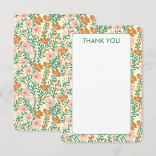 Cartão De Agradecimento Flor Personalizada Elegante Floral Rosa Verde Bloo