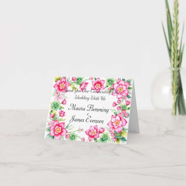 Cartão de Agradecimento Flor Rosa (Frente)