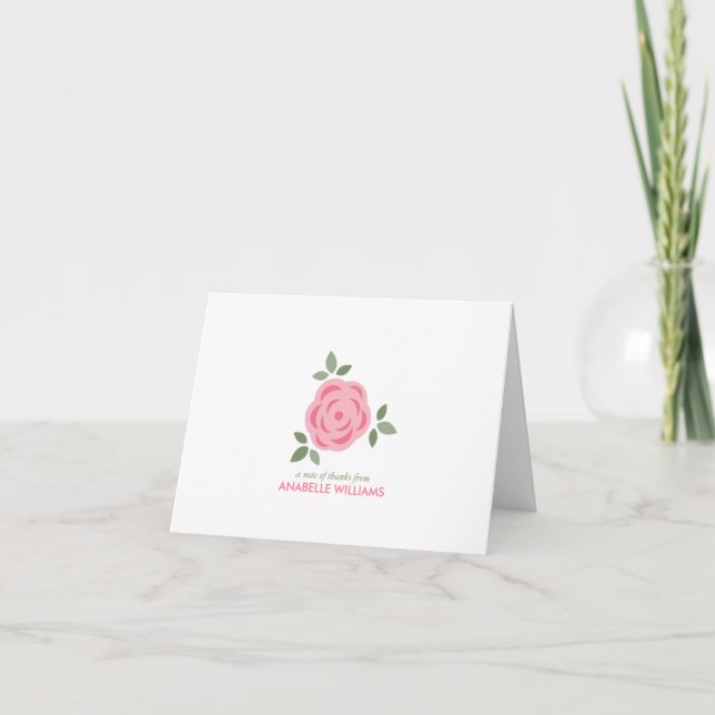 Cartão De Agradecimento Flor Rosa Delicada Personalizada (Frente)