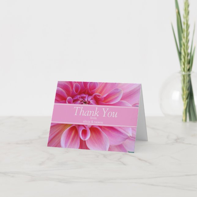 Cartão De Agradecimento Flor rosa elegante (Frente)