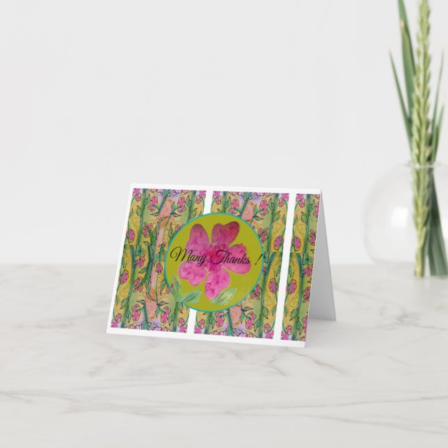 Cartão De Agradecimento Flor Rosa Grande (Frente)