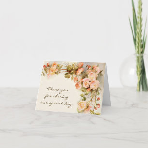 Cartão De Agradecimento Flor Rosa Rosa Rosa, Anticorada, casamento vintage