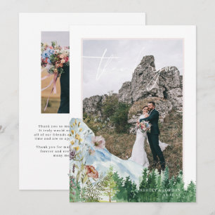Cartão De Agradecimento Flor Silvestre da Montanha Foto Casamento Agrade