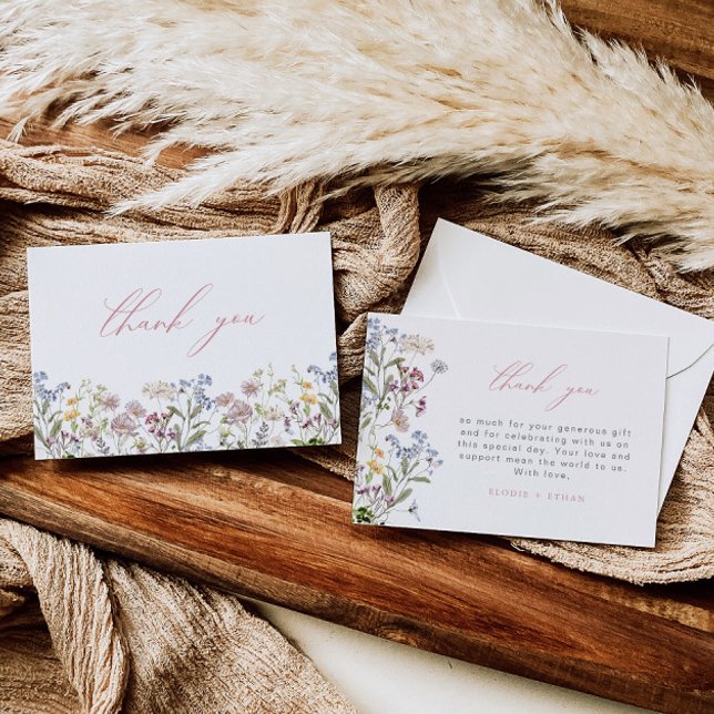 Cartão de Agradecimento Flor Silvestre Flores Boho (Criador carregado)