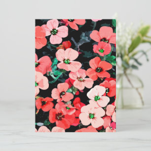 Cartão De Agradecimento Flor Vermelho de Aquarela