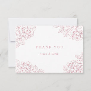 Cartão De Agradecimento Florais Elegante Hortênsia Rosa Casamento Agradeci