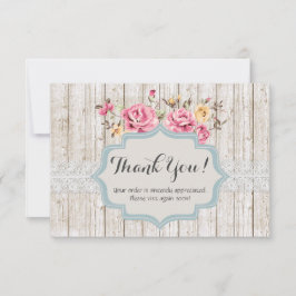 Cartão De Agradecimento Florais Rústicos de Madeira Shabby Chic Vintage Ob