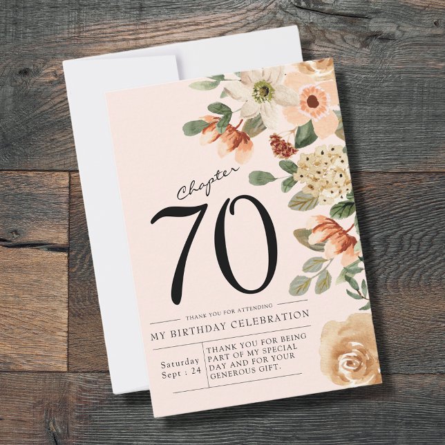 Cartão De Agradecimento Floral 70 Birthday (Floral 70th Birthday Thank You Card.
Say thank you to those who celebrated your birthday with you.)