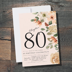 Cartão De Agradecimento Floral 80 Birthday