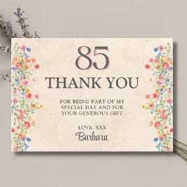 Cartão De Agradecimento Floral 85th Birthday – Elegant Wildflower 85 years