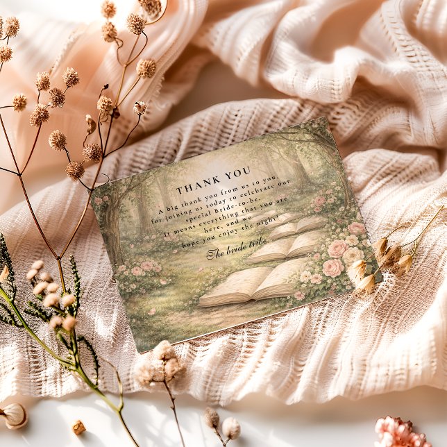 Cartão De Agradecimento Floral A New Chapter Bridal Shower (Criador carregado)