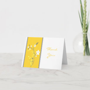 Cartão de Agradecimento Floral Amarelo, Cinza e Br