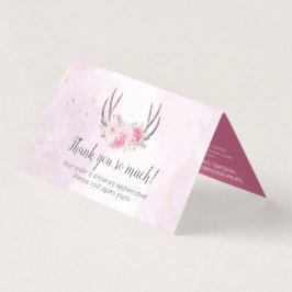 Cartão de Agradecimento Floral Antlers Rosa em Már