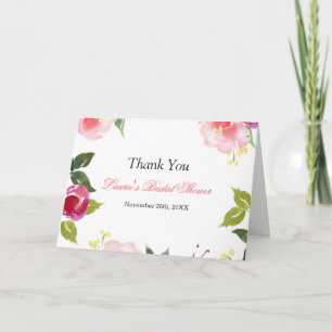 Cartão de agradecimento Floral Aquarela para Chá d