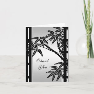Cartão de Agradecimento Floral Asiático Bambu Pret