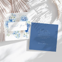 Cartão de Agradecimento Floral Azul Elegante