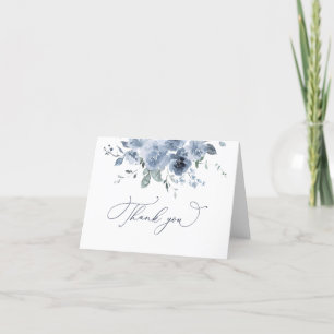 Cartão de Agradecimento Floral Azul Empoeirado