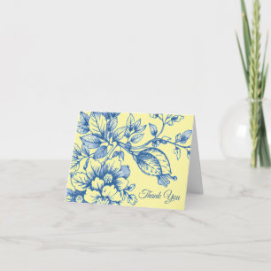 Cartão de Agradecimento Floral Azul Marinho e Amar