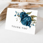 Cartão De Agradecimento Floral Azul-Marinho Russo<br><div class="desc">Use este cartões de agradecimentos de tema floral rústico para obrigado dos convidados que atenderam a sua noiva ou chá de casamento. Apresentando a ilustração aquosa da peônia azul-marinho com verde.</div>