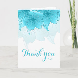 Cartão de Agradecimento Floral Azul Pastel e Branc