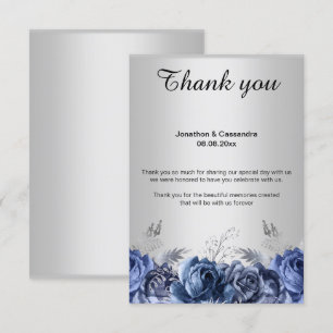 CARTÃO DE AGRADECIMENTO FLORAL AZUL SIMPLES ELEGAN